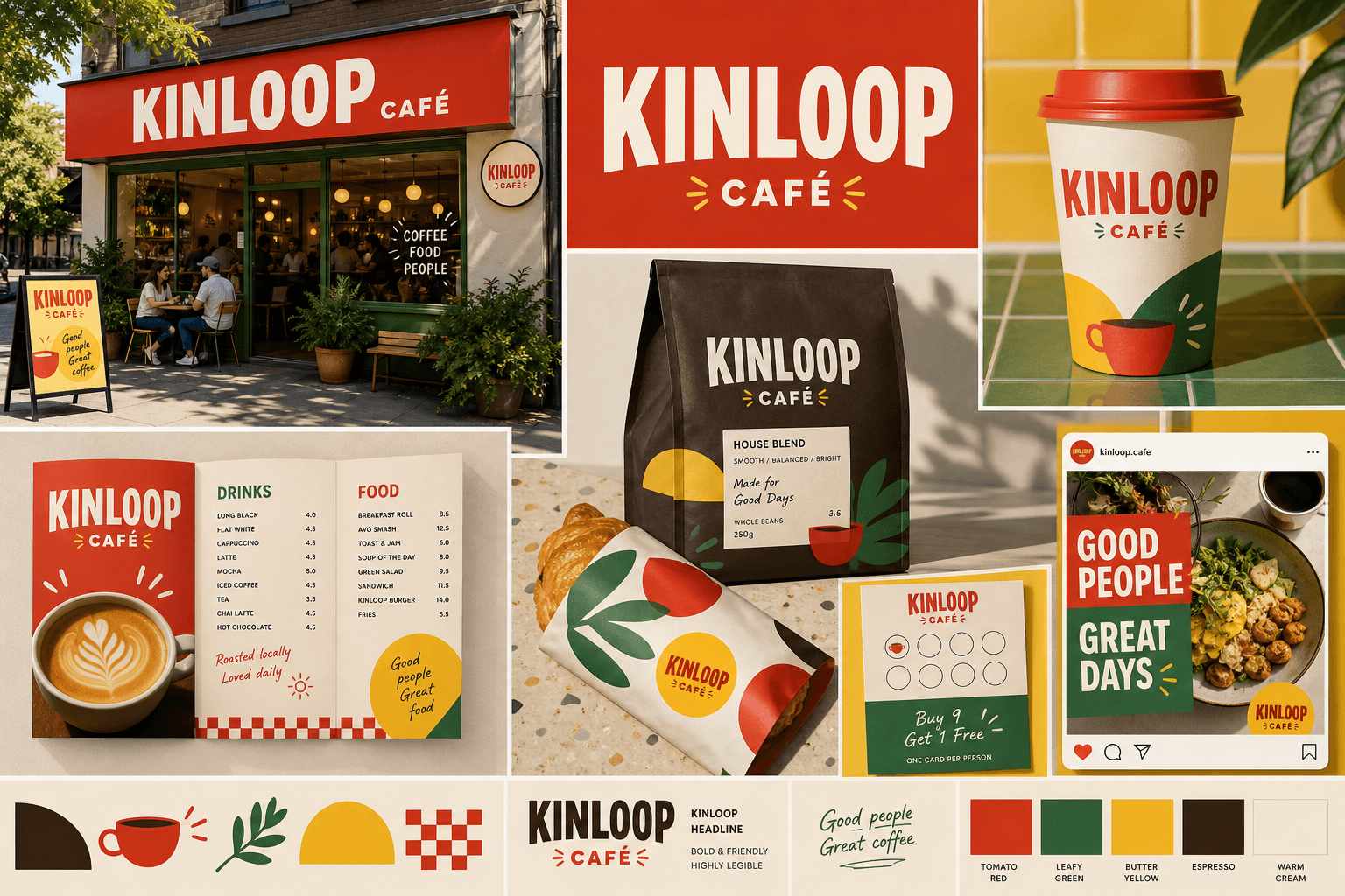 Kinloop Café colorful hospitality identity system